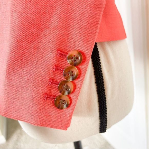 Ann Taylor 00P NWT Petite Linen & Shell Corral Orange Blazer 1 Button & Pockets - Picture 4 of 14